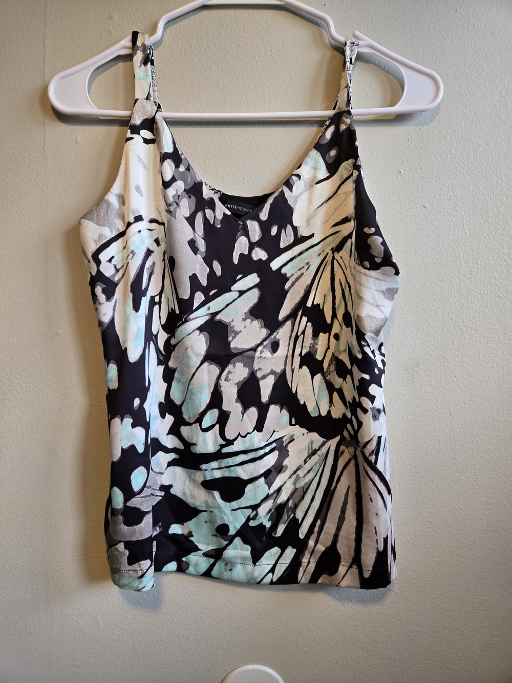 WHBM Black, White & Mint Abstract Print Camisole, XXSP